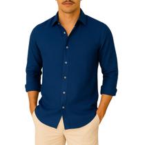 Camisa de Linho Blusa Manga Longa Viscose Praia Masculina Muitas Cores Camisa de Linho Blusa Manga Longa Viscose Praia Masculina Muitas Cores