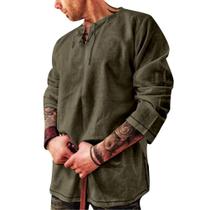 Camisa de linho masculina Rela Bota de manga comprida Solid Black XL Camisa de linho masculina Rela Bota de manga comprida Solid Black XL