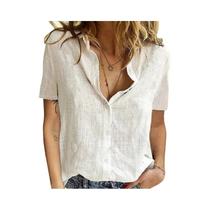 Camisa De Linho Oversized Feminina De Verão Com Estampa De Pássaros, Blusa Solta De Manga Curta, Camisa De Linho Oversized Feminina De Verão Com Estampa De Pássaros, Blusa Solta De Manga Curta,