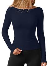 Camisa de manga comprida Darong 9233 para mulheres, outono de 2025 - azul S