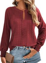 Camisa de manga comprida Dokotoo para mulheres vermelha casual solta XXL Camisa de manga comprida Dokotoo para mulheres vermelha casual solta XXL