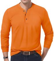Camisa de manga comprida EKLENTSON Vintage Henley para homens Orange S
