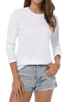 Camisa de manga comprida QUALFORT 100% algodão Feminina branca