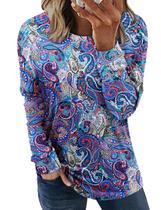 Camisa de manga comprida StunShow para mulheres azul/branca tamanho M