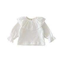 Camisa De Manga Longa Com Renda E Babados Para Bebês Meninas 0-24 Meses, Roupas Para Crianças,