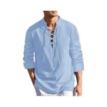 Camisa De Manga Longa Masculina Estilo Renascimento Pirata Viking Medieval Respirável Para Fantasia