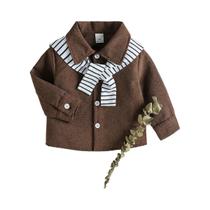 Camisa De Manga Longa Para Meninos Bebês 2 Peças Primavera Outono Estilo Moderno Top Sólido Para 1-3 Camisa De Manga Longa Para Meninos Bebês 2 Peças Primavera Outono Estilo Moderno Top Sólido Para 1-3