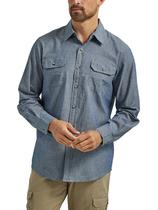 Camisa de Manga Longa Wrangler Authentics em Chambray Escuro 3XL