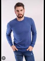 camisa de manga masculina azul