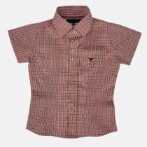 Camisa De Menina Original Laço Forte Xadrez Manga Curta Com Botão Bordô Ref:2024