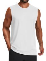 Camisa de natação Cotrasen para homens de verão UPF 50+ sem mangas branca L