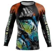 Camisa de Pesca Esportiva Átomo Proteção UV Manga Longa Preto/Laranja Adulto Camisa de Pesca Esportiva Átomo Proteção UV Manga Longa Preto/Laranja Adulto