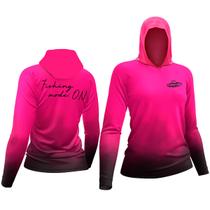 Camisa de Pesca Feminina Com Proteção UV Capuz e Luva Punho Makis Fishing Camisa de Pesca Feminina Com Proteção UV Capuz e Luva Punho Makis Fishing
