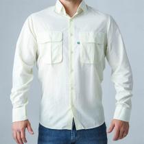 Camisa de Pesca Masculina Classic Pro Bege - Mar Negro
