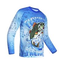 Camisa De Pesca Masculina De Verão Anti-UV Manga Longa Com Estampa De Peixe Roupa Casual Para
