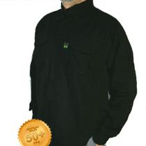 Camisa de Pesca Masculina Mtk Wind com Proteção Solar Filtro UV Cor Preto