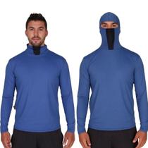 Camisa de Pesca Proteção UV50+ com Touca Ninja Azul Oceano