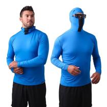 Camisa de Pesca Proteção UV50+ com Touca Ninja Azul Royal