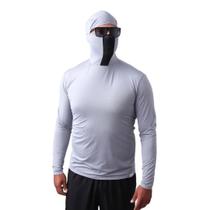 Camisa de Pesca Proteção UV50+ com Touca Ninja Cinza Claro