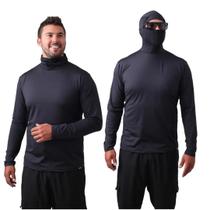 Camisa de Pesca Proteção UV50+ com Touca Ninja Preta