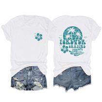 Camisa de praia havaiana Fkatuzi Palm Tree Hibiscus com estampa feminina Camisa de praia havaiana Fkatuzi Palm Tree Hibiscus com estampa feminina