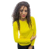 Camisa de proteção uv amarelo feminina (poliéster)