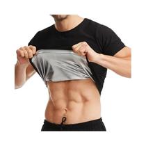 Camisa De Sauna Masculina Slimming De Manga Curta Para Compressão E Treino Com Retenção De Calor