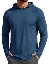 Camisa de sol MAGCOMSEN para homens com capuz de manga comprida UPF 50+ Bluegrey M