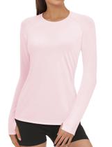 Camisa de sol Rash Guard AURUZA UPF50+ feminina de manga comprida rosa