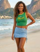 Camisa De Time Curta Feminina Estilo Cropped Camiseta Do Brasil Blusinha Do Brasil Estampada Personalizada Camisa De Time Curta Feminina Estilo Cropped Camiseta Do Brasil Blusinha Do Brasil Estampada Personalizada