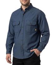Camisa de trabalho BOCOMAL FR Button Down Dura-Light 192 ml de algodão
