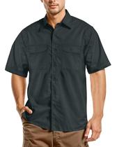 Camisa de trabalho masculina NY Threads de manga curta de carvão médio