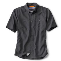 Camisa de trabalho Orvis Tech Chambray de manga curta Masculina preta-M Camisa de trabalho Orvis Tech Chambray de manga curta Masculina preta-M