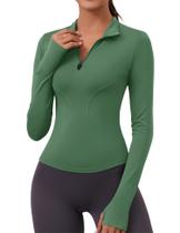 Camisa de treino LOMON de manga comprida seca para mulher verde XS