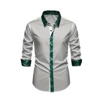 Camisa De Tuxedo Masculina Com Patchwork, Manga Longa, Casual Elegante Para Negócios FGKKS Camisa De Tuxedo Masculina Com Patchwork, Manga Longa, Casual Elegante Para Negócios FGKKS