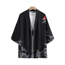 Camisa De Verão Masculina RANMARU Kimono De Manga Curta Estampada Moda Retro Harajuku