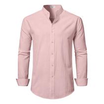 Camisa DELCARINO, gola de linho, manga comprida, rosa M Camisa DELCARINO, gola de linho, manga comprida, rosa M