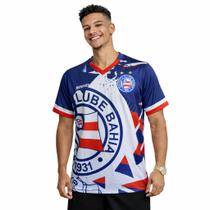 Camisa do Bahia Tricolor de Aço Baiano Masculina Escudo Emborrachado Oficial -