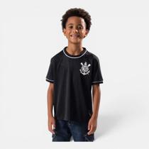 Camisa do Corinthians Infantil Preta Arte Oficial Braziline - Camisa do Corinthians Infantil Preta Arte Oficial Braziline -