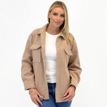 Camisa Doce Trama Oversized em Suede Feminina Camisa Doce Trama Oversized em Suede Feminina