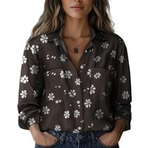 Camisa Domirica Business Women Plus Size com estampa floral 5GG Camisa Domirica Business Women Plus Size com estampa floral 5GG