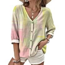 Camisa domirica Oversized Button Up xadrez para mulheres
