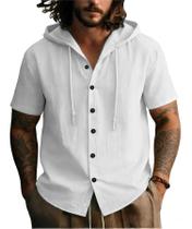 Camisa Drantren Lyocell de linho com capuz e manga curta para homens