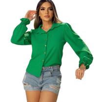 Camisa drika feminina manga longa social botões princesa tecido duna Camisa drika feminina manga longa social botões princesa tecido duna