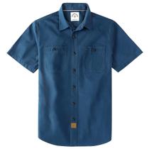 Camisa Dubinik masculina de manga curta Chambray azul marinho de algodão Camisa Dubinik masculina de manga curta Chambray azul marinho de algodão