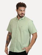 Camisa Dudalina Masculina Manga Curta Comfort Superfine Cotton Listrada Verde