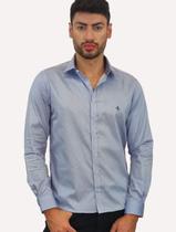 Camisa Dudalina Masculina Slim Superfine Cotton Mini Print Azul Claro