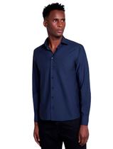 Camisa Dudalina Masculina Slim Tricoline Lisa Azul Marinho