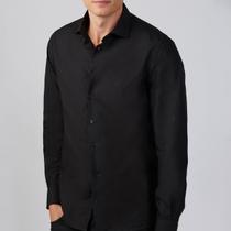 Camisa dudalina slim fit preta em algodao egípcio 53 01 0305