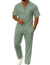 Camisa e calça masculinas casuais de manga curta Outfit UOUA Camisa e calça masculinas casuais de manga curta Outfit UOUA